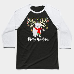 Merry Woofmas Maltese Reindeer Christmas Baseball T-Shirt